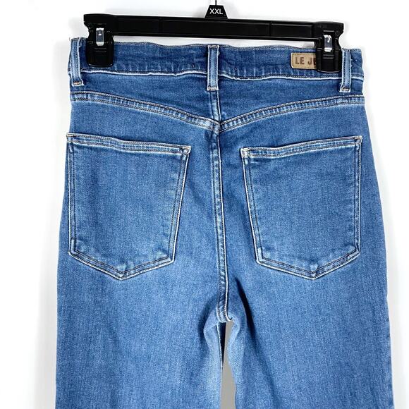 Le Jean Stella Flare Jeans Blue Denim High Rise Side Slit Crop Sz 26 - Picture 9 of 12